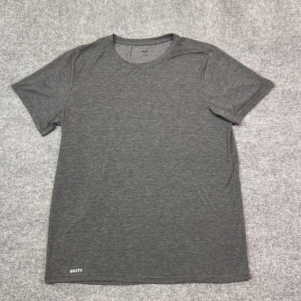 BN3TH Shirt Mens Large Gray Tagless Crew Neck Basic Tee Soft Lightweight